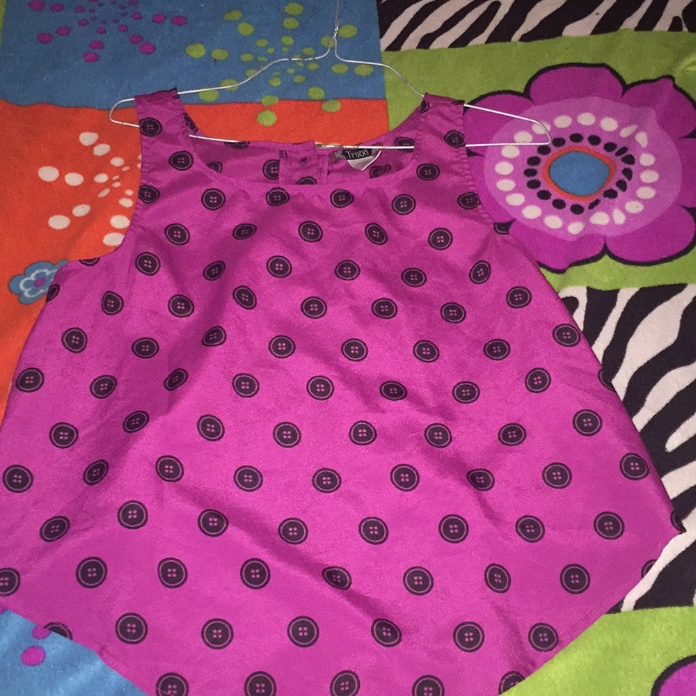 Pink and black button tank top